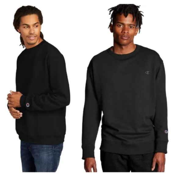 Champion crew neck sweatshirt black front C logo - Picture 1 of 5